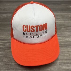 Vintage 90s Construction‎ Snapback Hat Trucker Farm Foam Promo Orange White